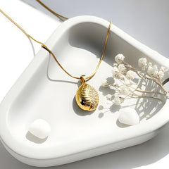 Cowrie Gleam CZ Pendant Chain Necklace