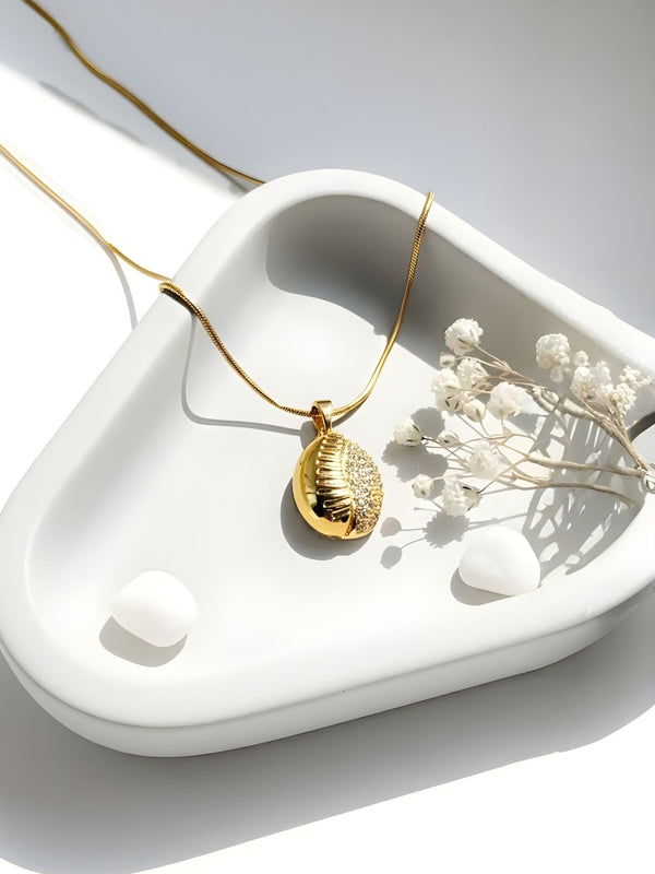 Cowrie Gleam CZ Pendant Chain Necklace