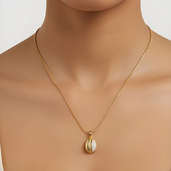 Cowrie Gleam CZ Pendant Chain Necklace