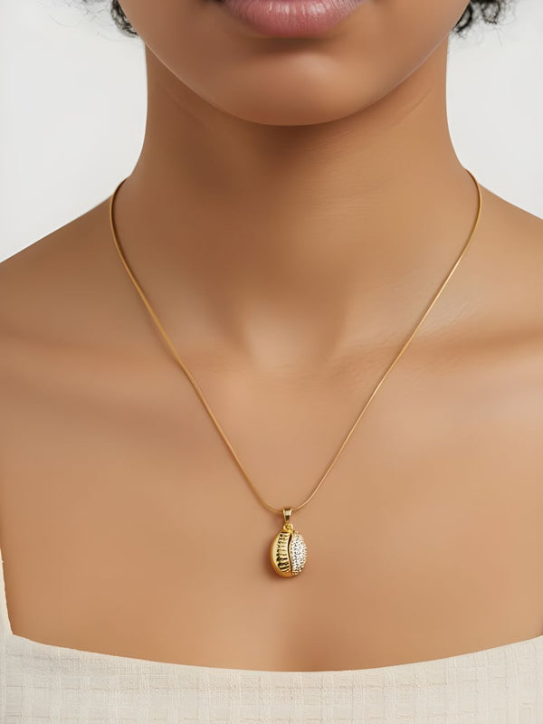 Cowrie Gleam CZ Pendant Chain Necklace