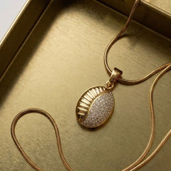 Cowrie Gleam CZ Pendant Chain Necklace