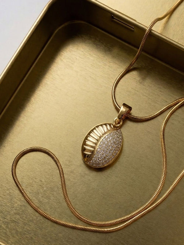 Cowrie Gleam CZ Pendant Chain Necklace
