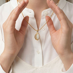 Cowrie Gleam CZ Pendant Chain Necklace