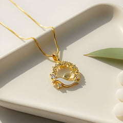 White Acrylic Bird Pendant Chain with CZ Accents