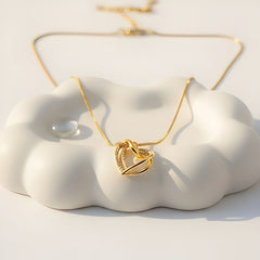 Intertwined Crystal Heart Pendant Chain