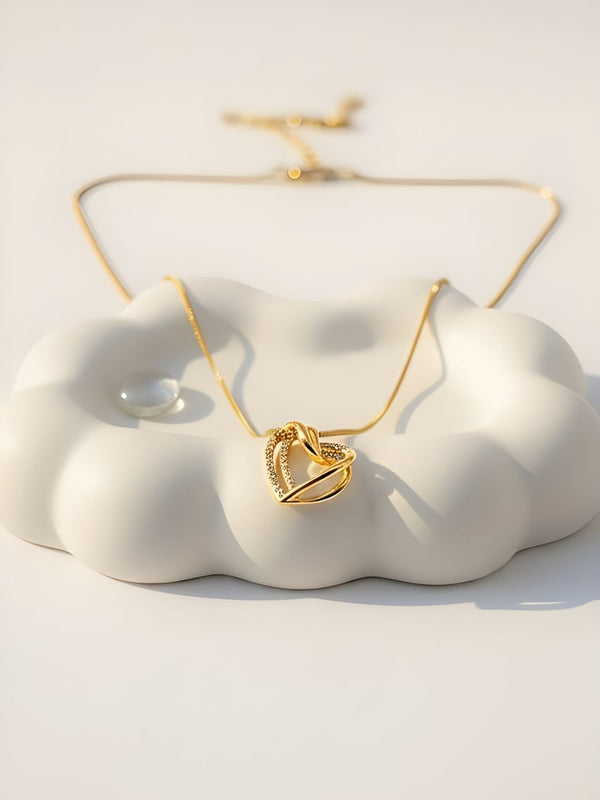 Intertwined Crystal Heart Pendant Chain