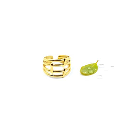 Layered Bars Free Size Ring 18k Gold