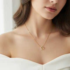 Intertwined Crystal Heart Pendant Chain