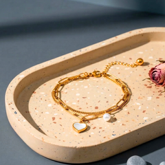 Mother of Pearl Heart Layered Bracelet