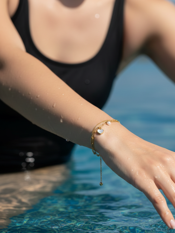 Mother of Pearl Heart Layered Bracelet