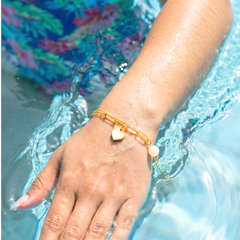 Mother of Pearl Heart Layered Bracelet