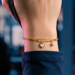 Mother of Pearl Heart Layered Bracelet