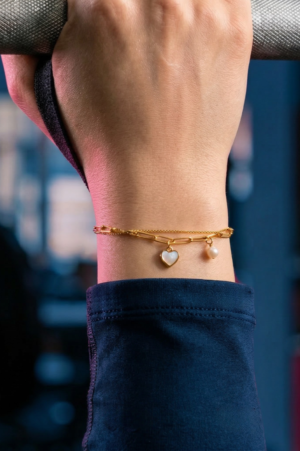 Mother of Pearl Heart Layered Bracelet