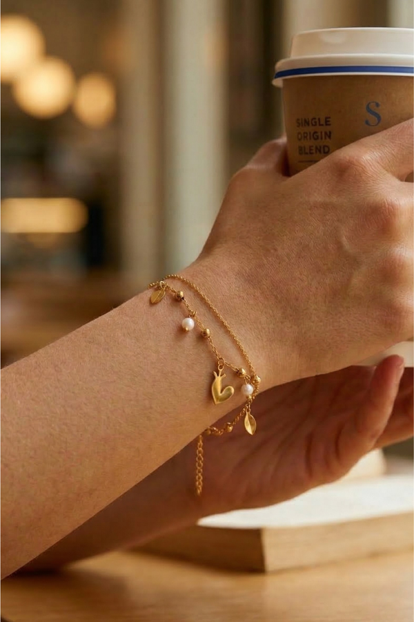 The Majestic Pearl-Drop Heart Bracelet