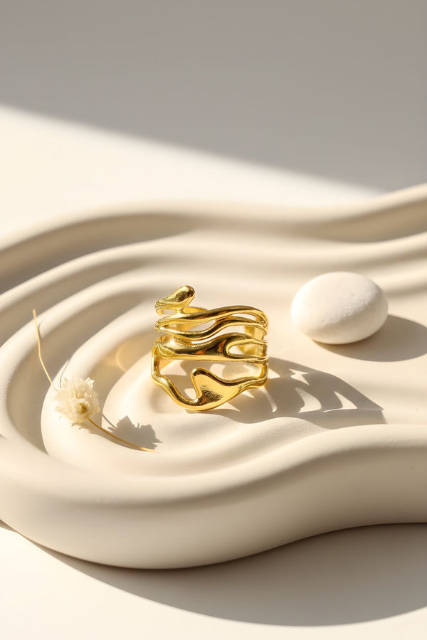 Molten Wave Wrap Open Ring
