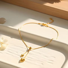 Twin Drop Heart Lariat Pendant Chain