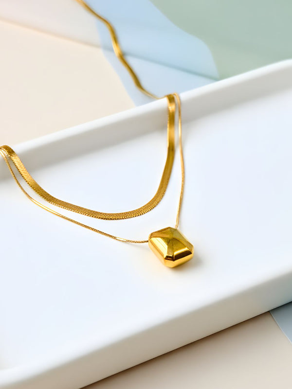 Faceted Bar Layered Pendant Chain