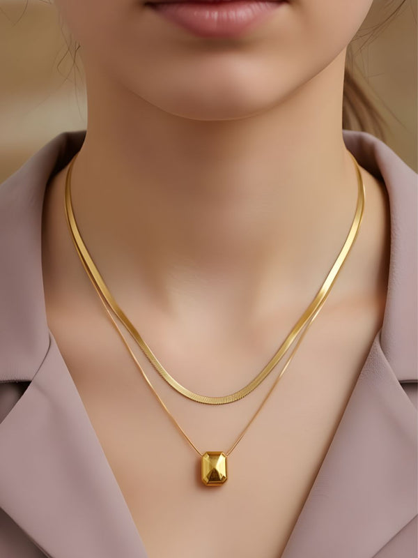 Faceted Bar Layered Pendant Chain