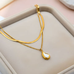 Mother of Pearl Drop Layered Pendant Chain