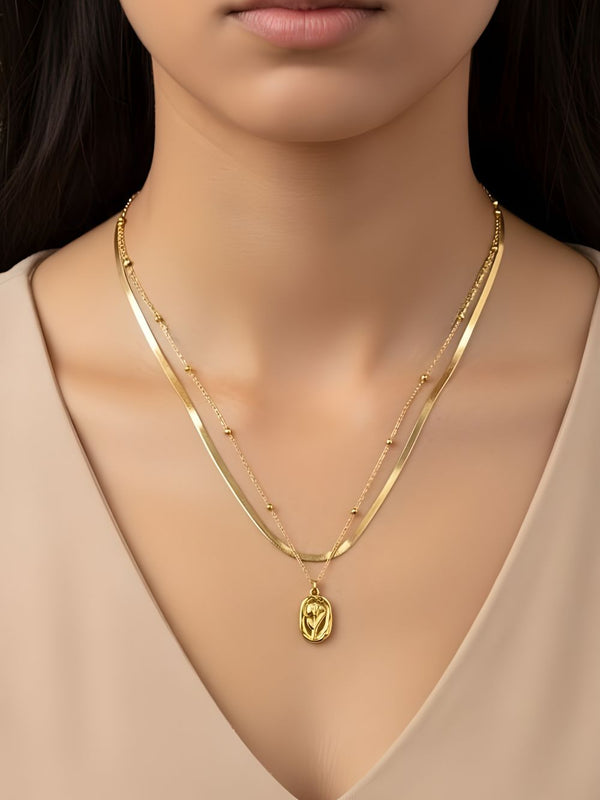 Vintage Rose Layered Pendant Chain