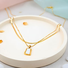 Mother-of-Pearl (2-Layer White Acrylic Pendant and Chain)