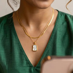 Mother-of-Pearl (2-Layer White Acrylic Pendant and Chain)