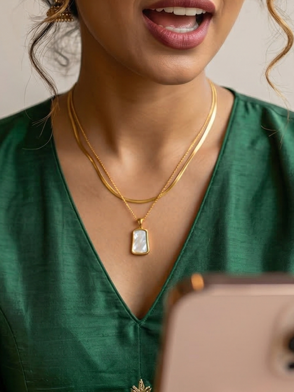 Mother-of-Pearl (2-Layer White Acrylic Pendant and Chain)