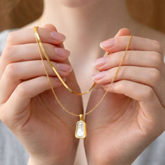 Mother-of-Pearl (2-Layer White Acrylic Pendant and Chain)