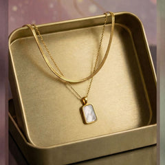Mother-of-Pearl (2-Layer White Acrylic Pendant and Chain)
