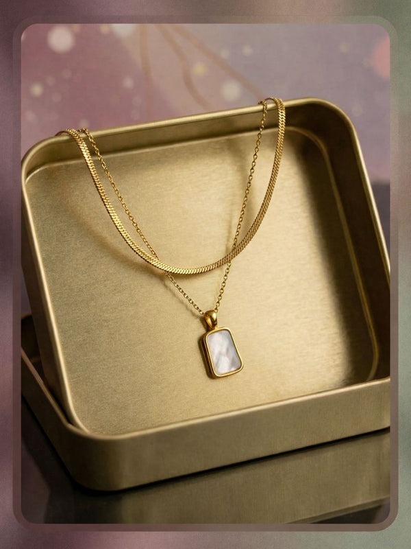 Mother-of-Pearl (2-Layer White Acrylic Pendant and Chain)