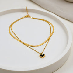 Midnight Heart Layered Pendant Chain