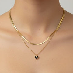 Midnight Heart Layered Pendant Chain
