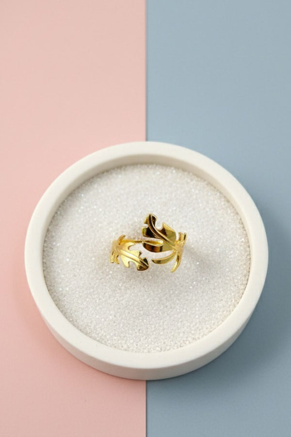 Sunlit Leaf Adjustable Wrap Ring