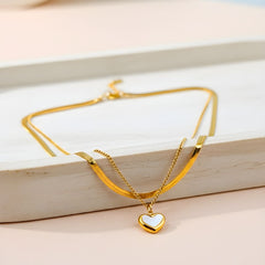 Ivory Heart Layered Pendant Chain