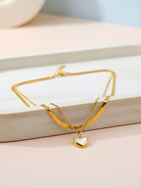 Ivory Heart Layered Pendant Chain