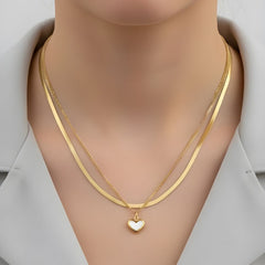Ivory Heart Layered Pendant Chain