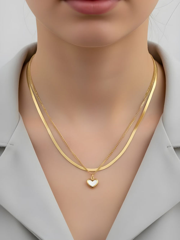 Ivory Heart Layered Pendant Chain