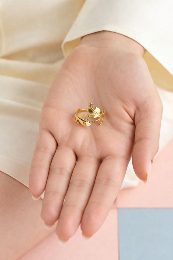 Sunlit Leaf Adjustable Wrap Ring