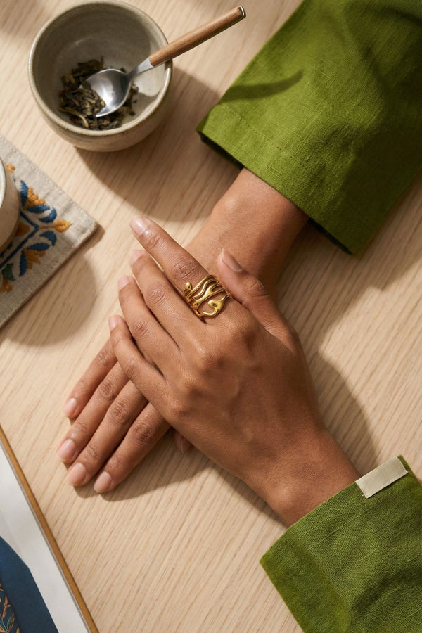 Molten Wave Wrap Open Ring