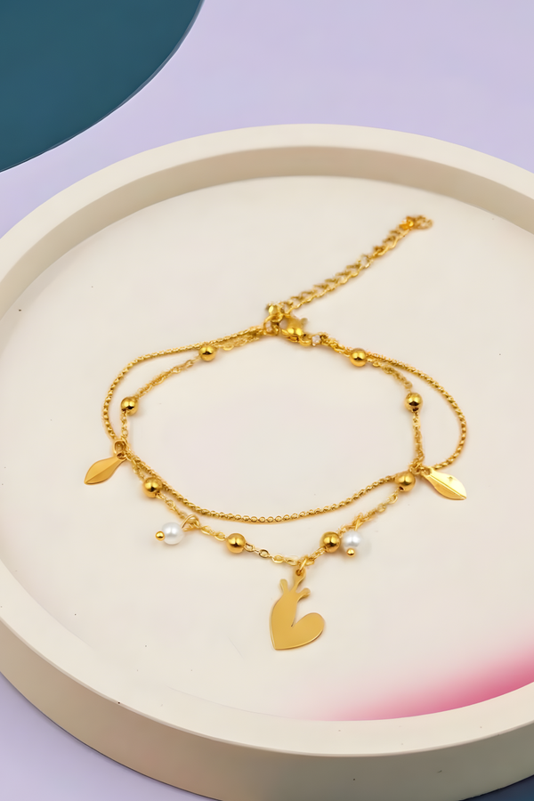 The Majestic Pearl-Drop Heart Bracelet